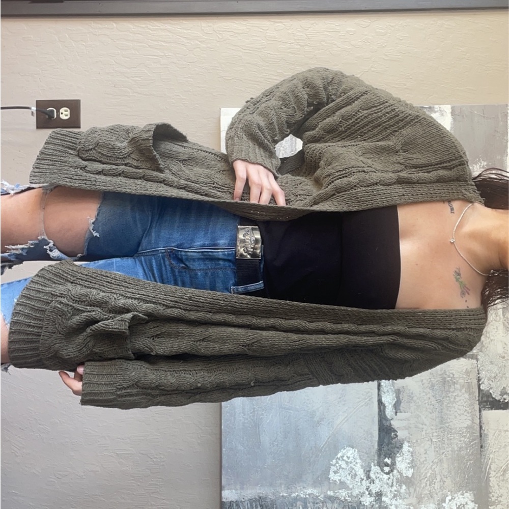 Large green cardigan